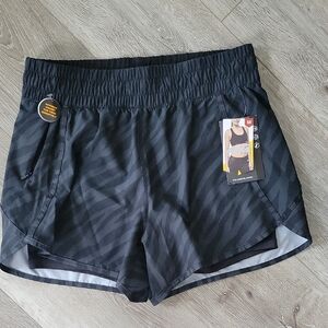 Avia Black Leopard Zebra Animal Print Athletic Shorts Brand New 8/10 Medium